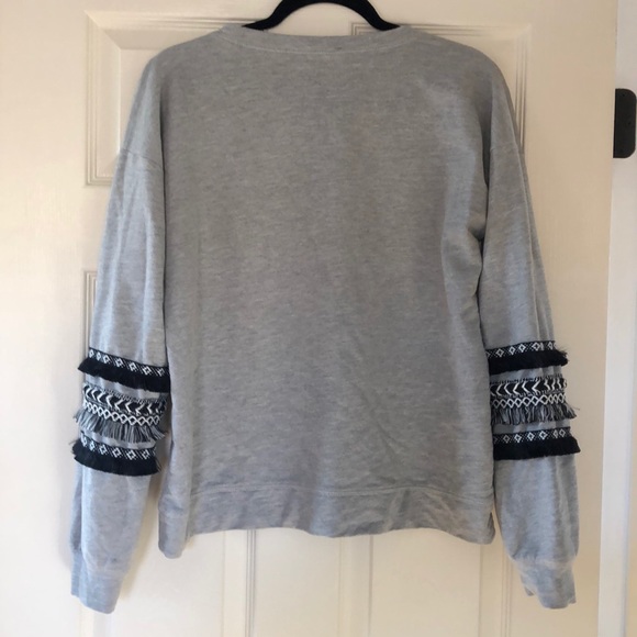 Anthropologie fringed sleeve LS shirt - Picture 7 of 7